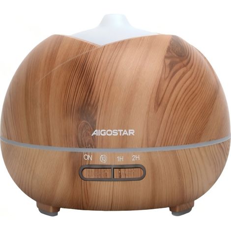Diffuseur d'arômes en bois Aigostar 350 ml, silencieux 5 W, humidificateur d'air avec veilleuse, accessoire pour chambre et bureau