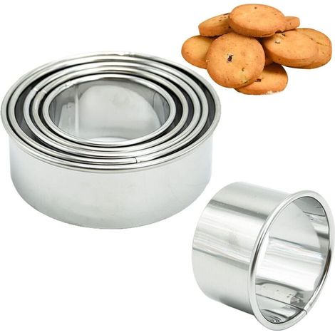 Ensemble de 5 emporte pièces à pâtisserie, cadeau de fête des mères, moule à biscuits en métal, emporte pièce en acier inoxydable, pour biscuits au sucre, pâtisserie, chocolat, rond (1/5)