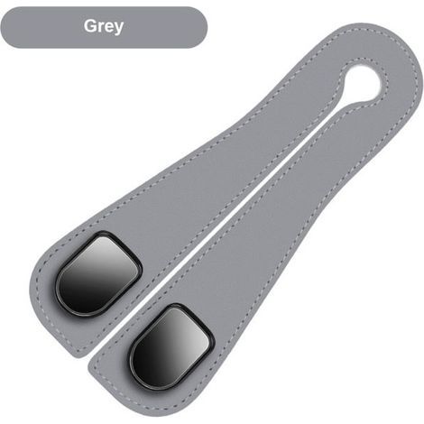 2 PCS Crochets bimétal en cuir PU de voiture,crochet de support de rangement arrière, pour organisateurs de banquette arrière(gris) (1/4)