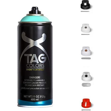 Bombolette Spray graffiti Vernice Acrilica 400ml Varie Tonalità di Verde + 5 testine per tratti precisi e spessi finitura opaca coprente per street ar (1/5)