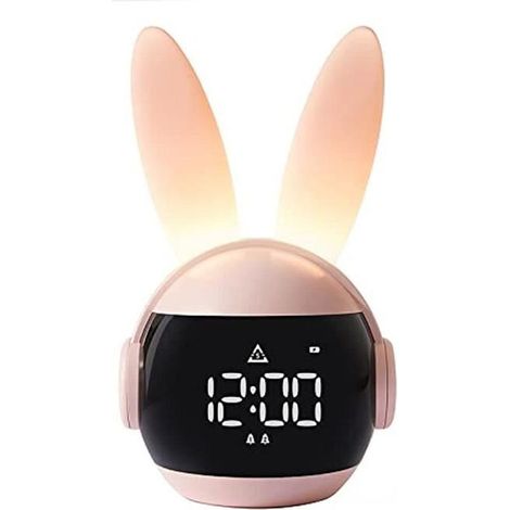 Réveil pour Enfants, avec Sonneries et Veilleuse Rechargeable Snoozing,idéal comme cadeau pour enfants 6+ ans - rose nosku (1/4)