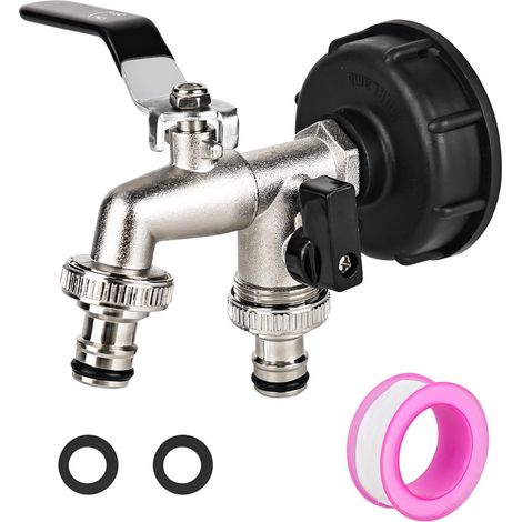 Accessoires de réservoir IBC - Robinet de sortie IBC - 1000 litres - En alliage - Pour réservoir d'eau, tonneau de pluie, robinet, réservoir d'eau de pluie (1/5)