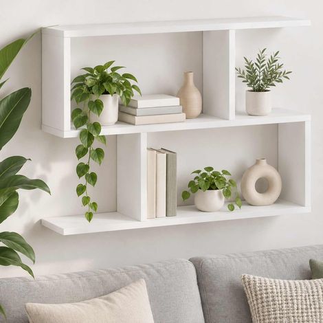 vidaXL Étagère Murale Blanc 72 x 17 x 55,5 cm Bois d'ingénierie (1/5)