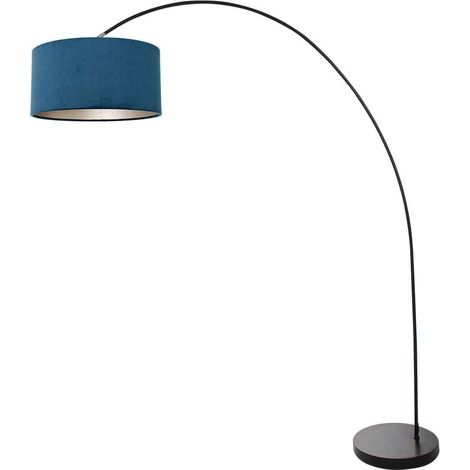 Mexlite - lampadaire - Solva - noir - métal tissu - lampe arquée (1/4)