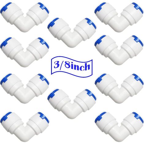 3/8 pouce coude à connexion rapide, RO Raccord Osmoseur de Filtre à Eau, pour système d'osmose inverse RO (10 pcs)