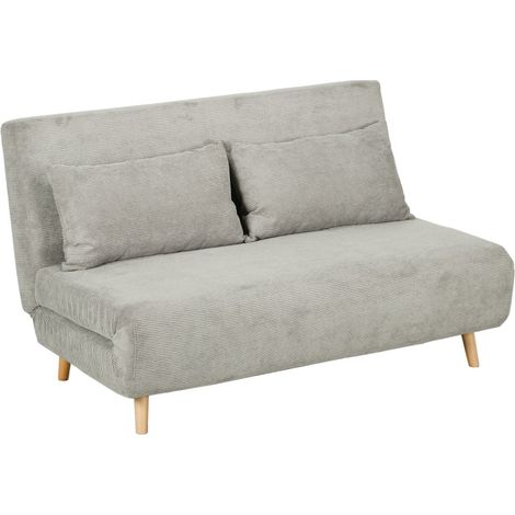 Divano Letto Matrimoniale 3 Posti 141x90x81 cm in Tessuto Effetto Lino Grigio (1/5)