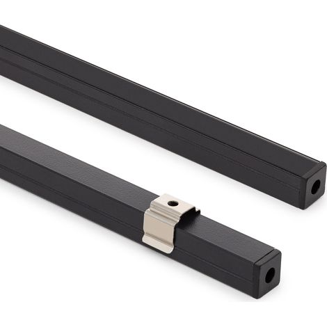 Aluminiumprofil Aufbau für LED Streifen bis 8 mm mit durchgehender Abdeckung Schwarz 2 m Schwarz transluzent (1/4)