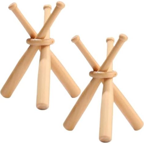 Beyamis Présentoir en bois pour mini-battes de baseball (2 pièces) (1/5)