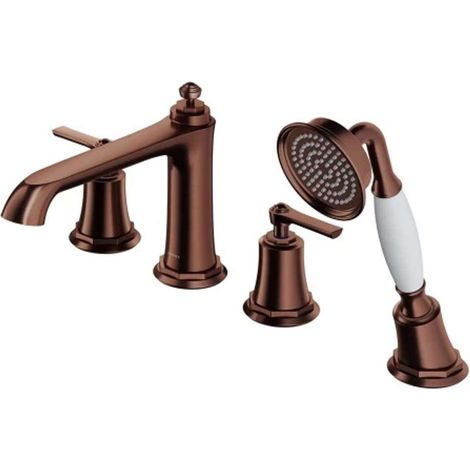 OMNIRES Armance - Grifo para el borde de la bañera, instalación de 4 orificios, cobre cepillado AM5232ORB