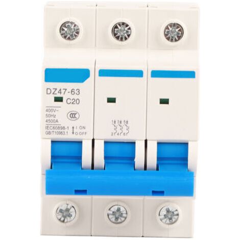 Miniatur-3-poliger Leitungsschutzschalter AC 400 V 6/10/16/20 A Sicherheits-Leitungsschutzschalter MCB DZ47-63 (20 A)