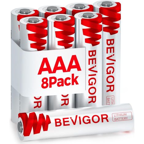 Piles AAA Lithium 8 Pièces, 1.5V Haute Capacité Piles AAA, Non Rechargeables, Adaptées Aux Lampes Torches, Jouets Et Autres Types D'Équipements Domestiques (1/5)