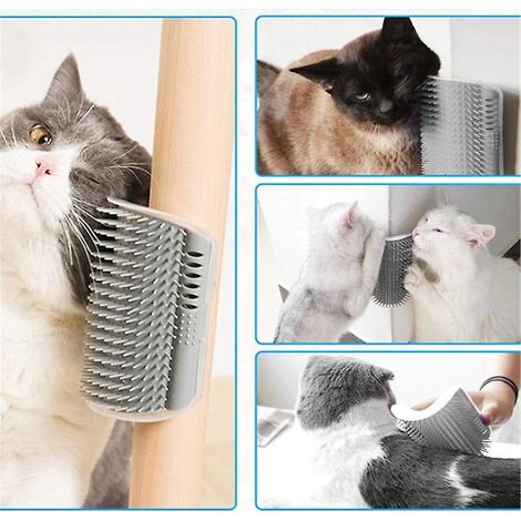 Brosse de massage automatique d'angle pour chat gris (1/5)