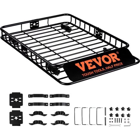 Porte-Bagage pour Voiture 1175×915×114 mm Charge 90,7 kg Panier de Toit en Acier Galerie de Toit Universelle Aérodynamique pour Transporter Vélos Skis Matériels de Camping SUV Véhicules Voyage (1/5)