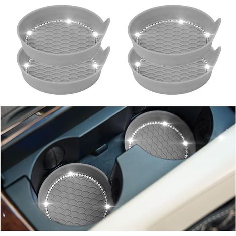 Posavasos para coche (4 unidades), posavasos universales brillantes para portavasos de coche, posavasos universales antideslizantes para portavasos de coche, accesorios para el interior del coche (gri (1/5)