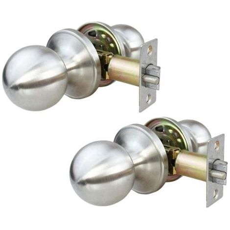 Ensemble de 2 poignées de porte en acier sans clé pour l'intérieur, la chambre, la salle de bain et la buanderie. (1/3)