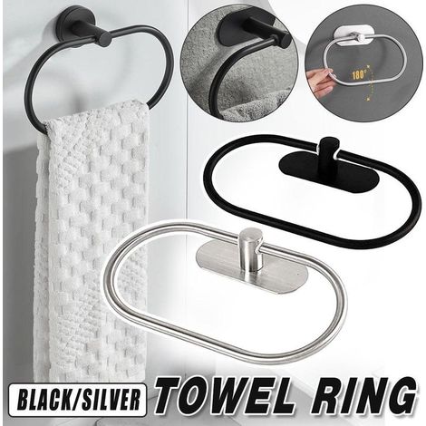 Porte-serviettes ovale mural en acier inoxydable argenté