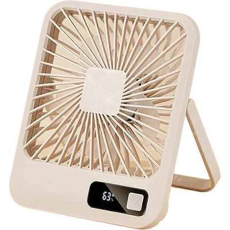 Kleiner Desktop-Ventilator mit mehreren Leistungsstufen, schlankes Modell mit Ladefunktion, Khaki-farben