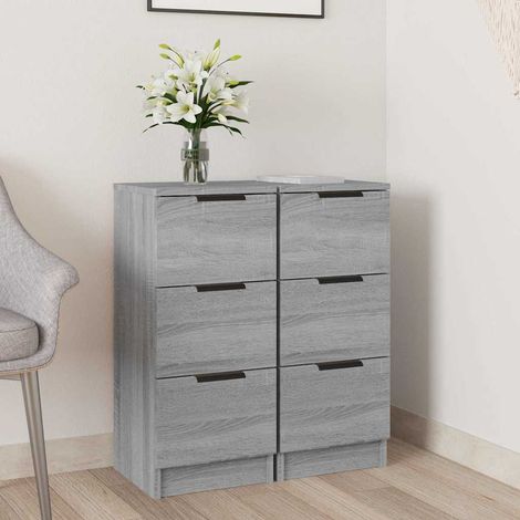 Lot de 2 Buffets Bahut Meubles de rangement Commode Sonoma gris 30x30x70 cm Bois d'ingénierie BV248491 - BonneVie (1/5)
