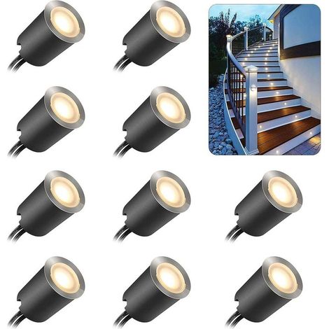 10LED spots encastrés étanches IP67, downlights pour terrasse bois et plafond, 0,6W DC12V blanc froid, kit mini projecteurs de sol, classe énergétique A+ (1/5)