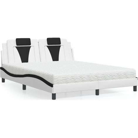 Bett "Viana" mit Matratze Weiß und Schwarz 160x200 cm Kunstleder vidaXL (1/5)
