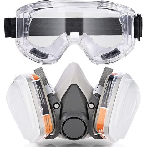 Set of Respiratory Protection, Double Filtration, Anti-Fog Goggles, for Painting and Welding (1/5)