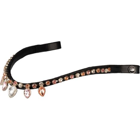 FULL, Nero /Arancio/Rosa: Frontalino in pelle curvo con strass modello goccia (1/4)