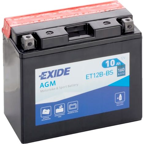 Batterie moto Exide ET12B-BS YT12B-BS 12v 10ah 160A