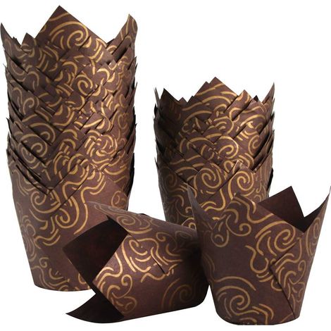 150 caissettes à muffins tulipe, imprimées or, en papier sulfurisé résistant à la graisse, pour mariage, anniversaire, baby shower, taille standard