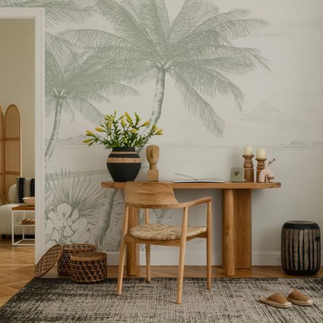 Papier peint panoramique Echappée Tropicale, Vert 150 x 250cm (1/5)