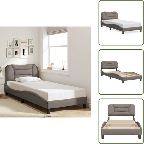 Cadre de lit sans matelas taupe 80x200 cm tissu - Lit Plateforme - Lit Double - Cadre Lit - Literie - Meuble Chambre (1/5)