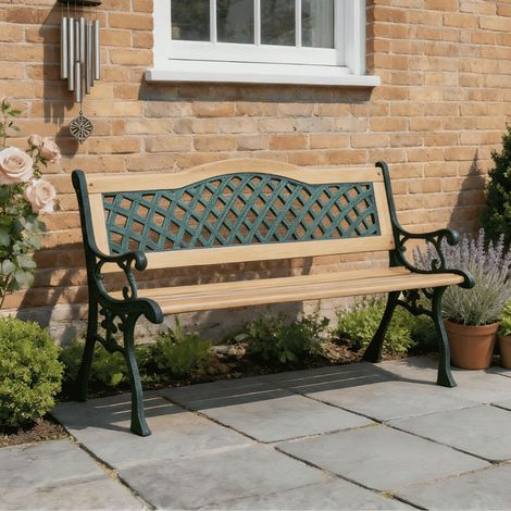 Lorien Wooden Garden Bench 3 Seater Chair Patio Deck Patio Park Outdoor (1/4)