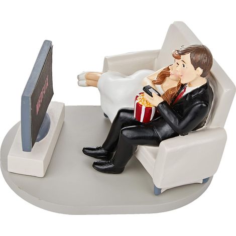 Mopec Statuetta pastello sposi Darling Wedflix 18 x 13,5 cm, bianco, taglia unica Figura torta, 18cm