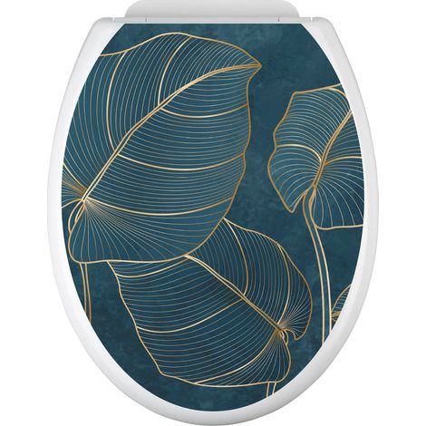 Stickers Abattant WC - Feuilles tropicales - 35x43 cm - Adhésif BRILLANT (1/2)