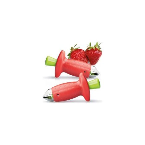 Erdbeerstielextrakt, Stielextrakt aus weichem Obst und Gemüse, leicht zu entfernender Stiel, Edelstahlteile 4302 (einzeln in OPP-Beuteln verpackt, rot) - Crezuo