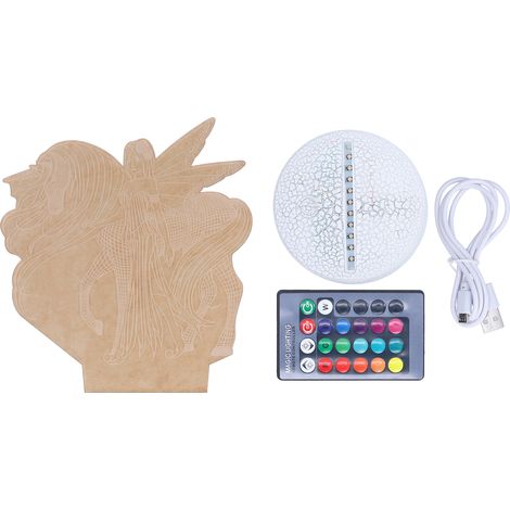 Veilleuse 3D tactile 16 couleurs avec télécommande, intensité réglable, 4 modes de changement, série licorne (fendu, tactile + télécommande 16 couleurs), jouet cadeau certifié KX-77 (sans piles, téléc (1/5)