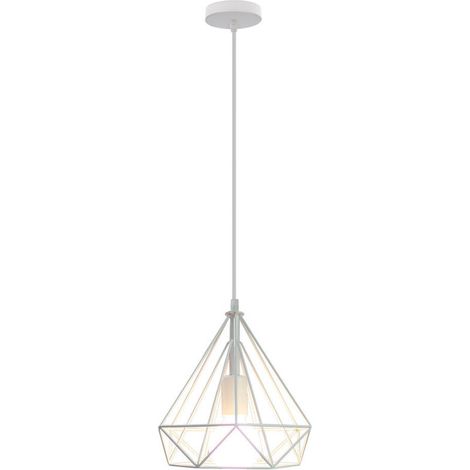 Lustre Antique Diamant Suspension Luminaire Rétro Plafonnier Blanc Industriel Métal Vintage 25 CM (1/5)