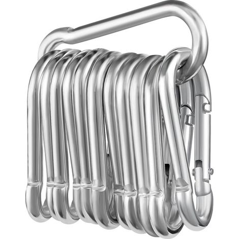 Lot de 12 mousquetons,Φ660 mm, Mousqueton Charge maximale de 180 kg, ne rouillent Pas, Crochets d'escalade galvanisés,Mousqueton pour Porte-clés, hamacs, Camping, pêche, auvents etc (1/4)