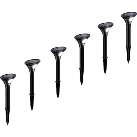Paquete de 6 focos solares con sensor de movimiento, batería de 1500 mAh, resistencia al agua IP65, para jardín y entrada de vehículos. (1/5)