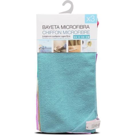 Lot 24 paquet de 3 lingette microfibre d'hygiène,lavette dépoussiérante et dégraissante - Longueur 30 x Profondeur 30 cm (1/4)