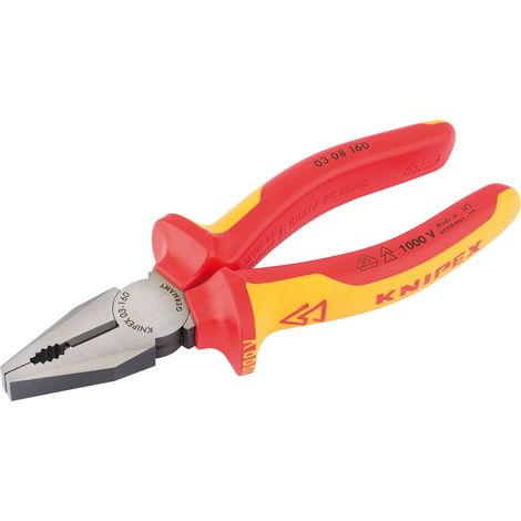 Draper Knipex 03 08 160UKSBE VDE Fully Insulated Combination Pliers, 160mm, Certified for Electrical Work (1/5)