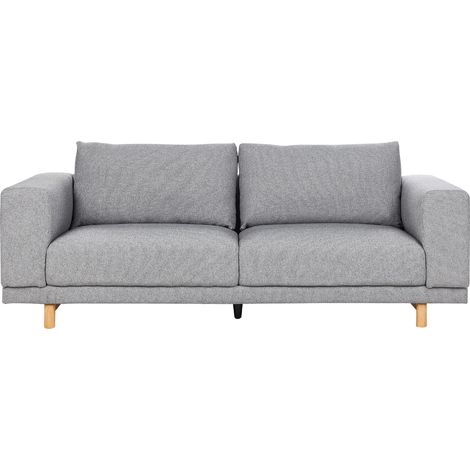 Sofá 3 plazas tela estilo minimalista reposabrazos anchos respaldo acolchado gris Nivala