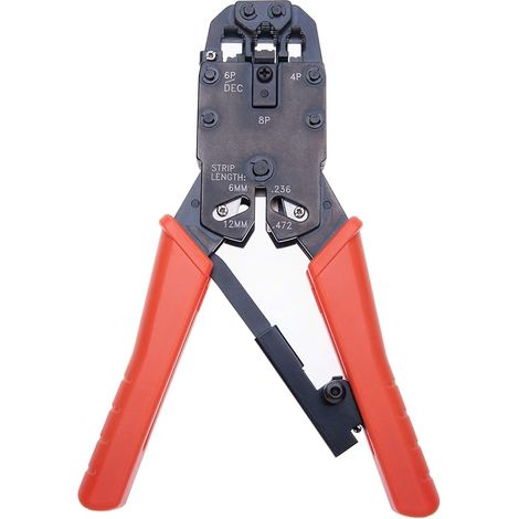 Outil de Sertissage Pince à Sertir Les Fils Cliquet a Coupe-câble pour 4P, 6P, 8P / RJ-10, RJ-11, RJ-12, RJ-45 / Cat5, Cat5e, Cat6, Cat6e, Cat7 Câbles  Dénudage de Fils Outil à Main