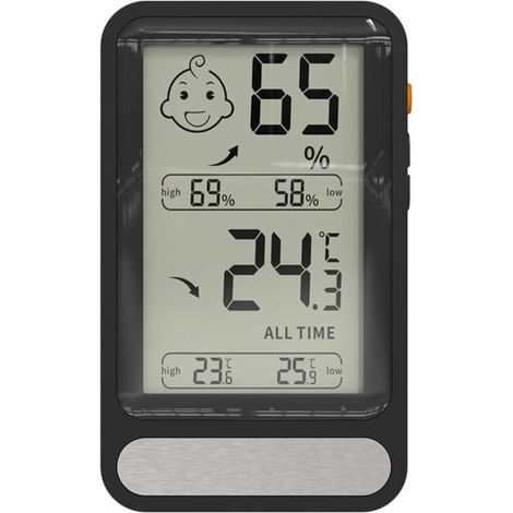 Thermomètre hygromètre numérique intérieur, jauge d'humidité avec grand écran LCD éclairé, enregistrement MIN/MAX. Pour salon, serre, et autres pièces.