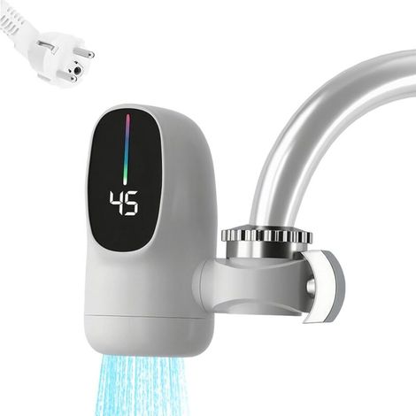 Robinet Chauffe-Eau Électrique - Système de Chauffage Rapide de l'Eau avec Affichage Numérique LED Accessoires 3000W pour Salle de Bain Hôtel Camping-Car Cuisine Intérieur