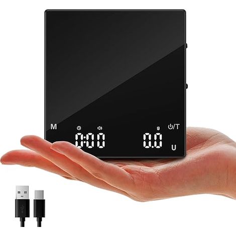 Mini Balance à Café Rechargeable Avec Minuterie, Diyife 2Kg/0.1G Haute Précision Kaffeewaage, Échelle De Café, 6 Unité, Balance à Expresso, Minuterie Manuelle/Automatique, De Lcd Rétroéclairé (1/4)