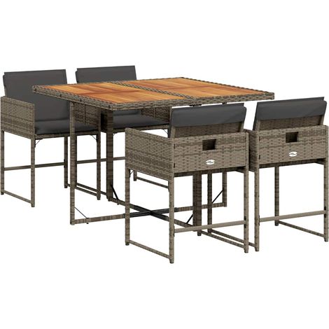 Ensemble à manger de jardin 5 pcs,Salon de jardin coussins gris résine tressée CFW87750 (1/5)