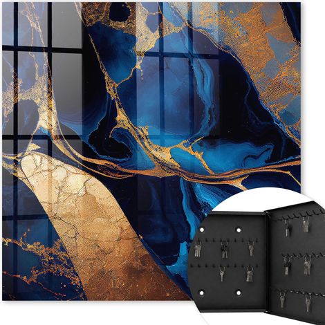Armoire à clés - (30 cm x 30 cm) - Boîte à clés murale - Coffret de rangement pour clés - Couleur noire - Ouverture vers la droite - Pour maison et bureau - Marbre de nuit