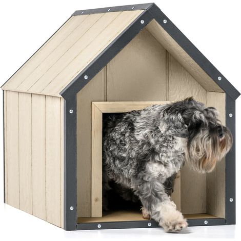 LP SmartSide Niche pour chien - Niche en bois pour chiens de taille moyenne, usage extérieur,  57 x 95 x H68 cm, Taille M - TIMBELA M971-1 (1/5)