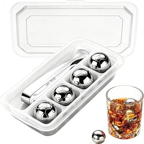 Glaçons en acier inoxydable - Glaçons en métal Forme ballon de football Réutilisables N'altèrent pas la qualité des boissons Idéaux pour les appartements, les bars, la cuisine, les fêtes et les ré (1/5)
