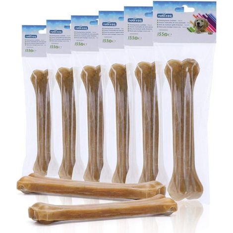 Ulisem Os à mâcher pour chien, 20 cm x 6 pièces, os en peau de bœuf 100% naturels, adaptés aux chiens de grande taille, riches en protéines. (1/4)